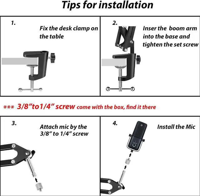 Alt view image 5 of 6 - For Elgato wave mic arm, boom arm Compatible with Elgato wave 3 Microphone, desk stand for Elgato wave1 Mic perfect for Podcasts, Gaming, Recording.