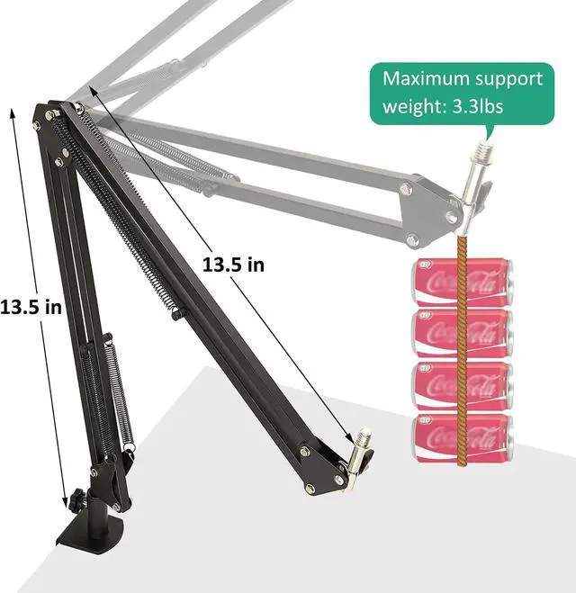 Alt view image 2 of 7 - Rigych SoloCast Mic Boom Arm Stand with Pop Filter, Adjustable Microphone Boom Arm with Upgrade Desk Table Mount Clamp for HyperX SoloCast Condenser Microphone
