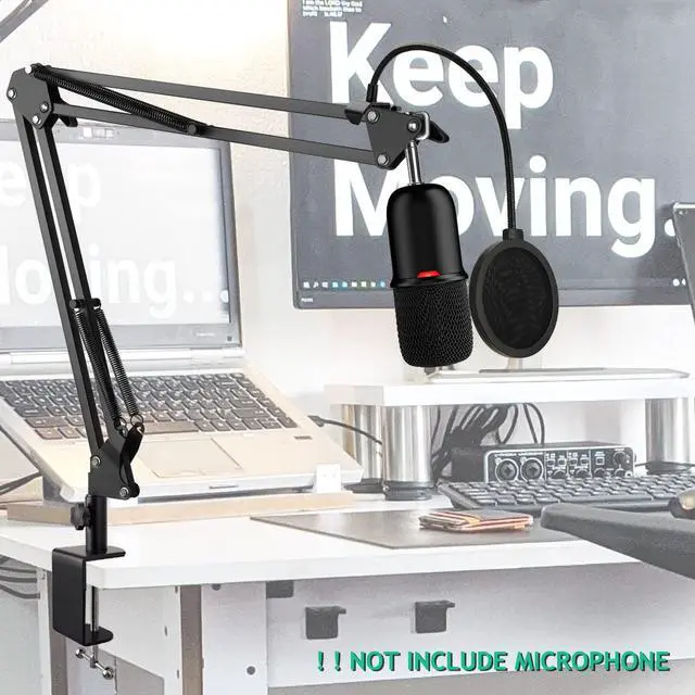 Alt view image 3 of 7 - Rigych SoloCast Mic Boom Arm Stand with Pop Filter, Adjustable Microphone Boom Arm with Upgrade Desk Table Mount Clamp for HyperX SoloCast Condenser Microphone