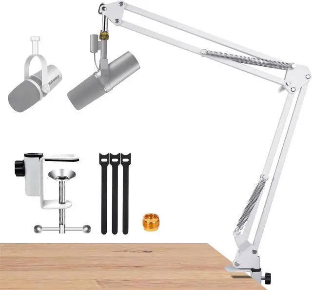 Main image of For Shure Sm7b mv88+ and Mv7 White Boom Arm, Mic Desk White Stand Compatible with Shure Sm7b and Shure mv7 Microphone, Shure Sm7b and Shure Mv7 White Mic Arm Perfect for Podcasts, Gaming
