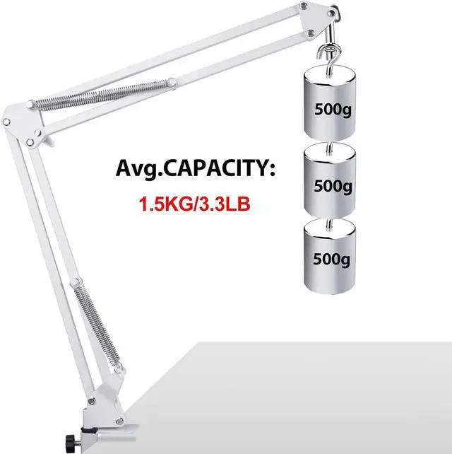 Alt view image 2 of 6 - For Shure Sm7b mv88+ and Mv7 White Boom Arm, Mic Desk White Stand Compatible with Shure Sm7b and Shure mv7 Microphone, Shure Sm7b and Shure Mv7 White Mic Arm Perfect for Podcasts, Gaming