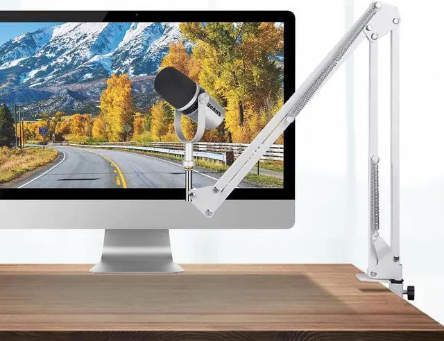 Alt view image 5 of 6 - For Shure Sm7b mv88+ and Mv7 White Boom Arm, Mic Desk White Stand Compatible with Shure Sm7b and Shure mv7 Microphone, Shure Sm7b and Shure Mv7 White Mic Arm Perfect for Podcasts, Gaming