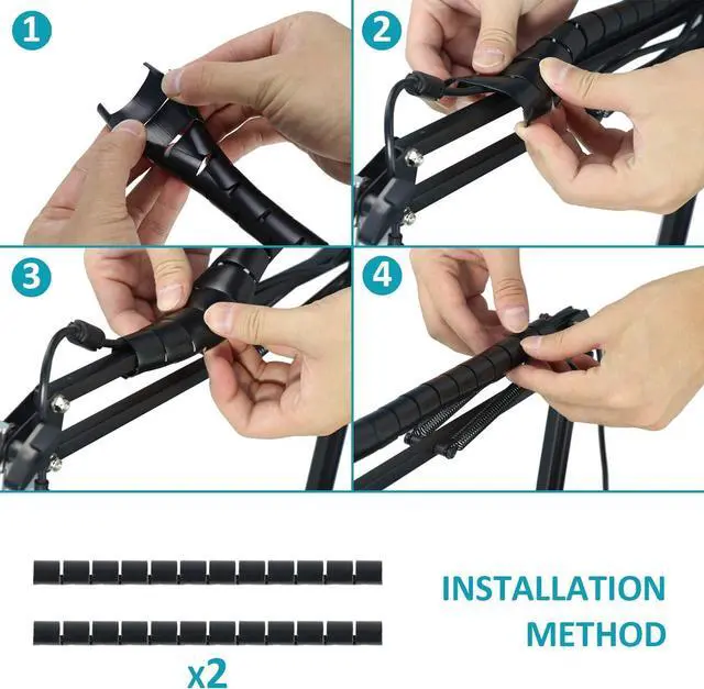 Alt view image 7 of 7 - AT2020 Mic Suspension Boom Scissor Arm Mic Stand with Pop Filter, Compatible with AT2020, AT2020V USB Microphone with Cable Sleeve by SUNMON