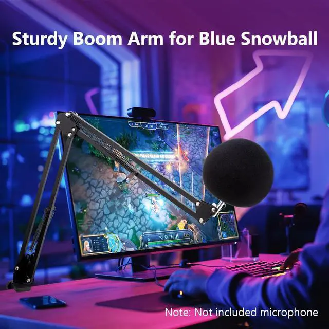 Alt view image 7 of 7 - Blue Snowball Boom Arm with Pop Filter - Snowball MIC Boom Arm Stand with Foam Windscreen for Blue Snowball iCE USB Mic by YOUSHARES