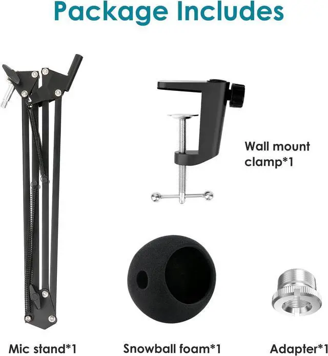 Alt view image 4 of 7 - Blue Snowball Boom Arm with Pop Filter - Snowball MIC Boom Arm Stand with Foam Windscreen for Blue Snowball iCE USB Mic by YOUSHARES