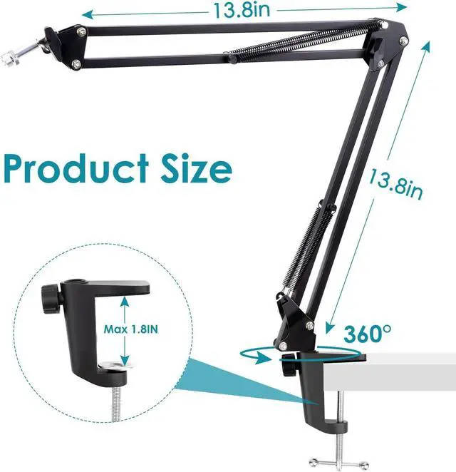 Alt view image 3 of 7 - Blue Snowball Boom Arm with Pop Filter - Snowball MIC Boom Arm Stand with Foam Windscreen for Blue Snowball iCE USB Mic by YOUSHARES