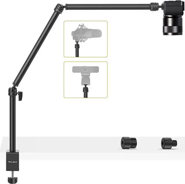 Main image of VIJIM LS08 Overhead Camera Desk Mount Stand, Flexible Webcam Stand Microphone Boom Arm, 360° Rotation Tabletop Aluminum C-Clamp Stand, Standard ¼   Screw for DSLR Camera, Microphone & Webcam