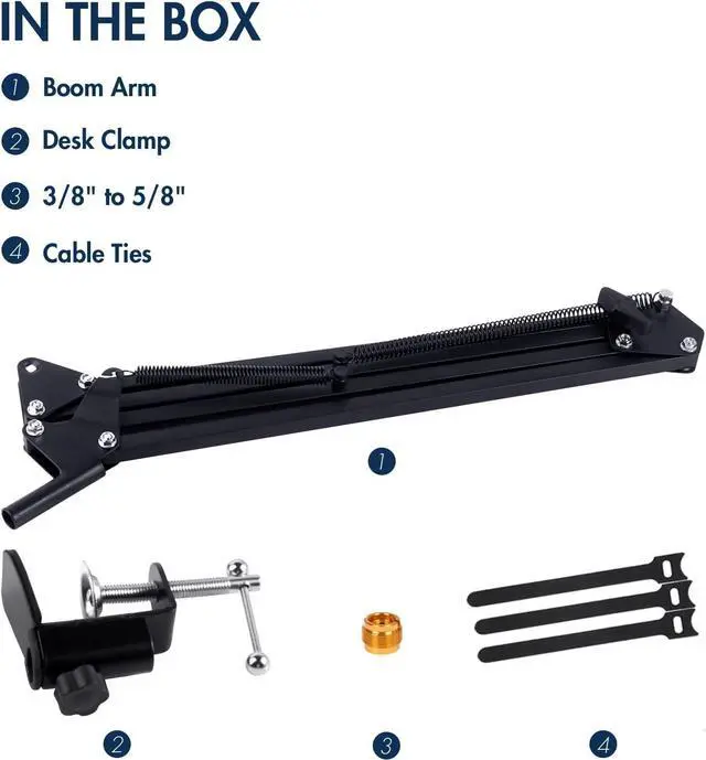 Alt view image 3 of 6 - For Blue Yeti Boom Arm, Mic Desk Stand Compatible with Blue Yeti Nano Microphone, Blue Yeti x Mic Arm Stand Perfect for Podcasts, Gaming, Recording