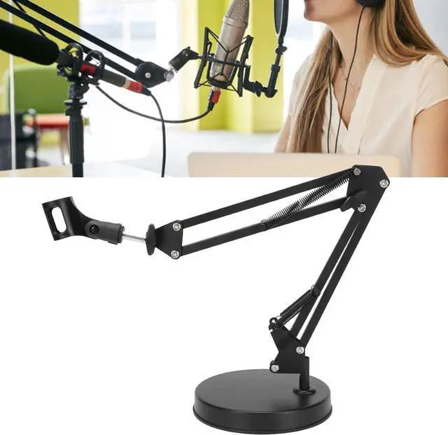 Alt view image 2 of 7 - Desktop Microphone Stand, Adjustable Microphone Tripod Stand with Boom Arm, Shock Mount Mic Arm Stand, 1/4 Screw Hole, for Recording Livestreaming Gaming