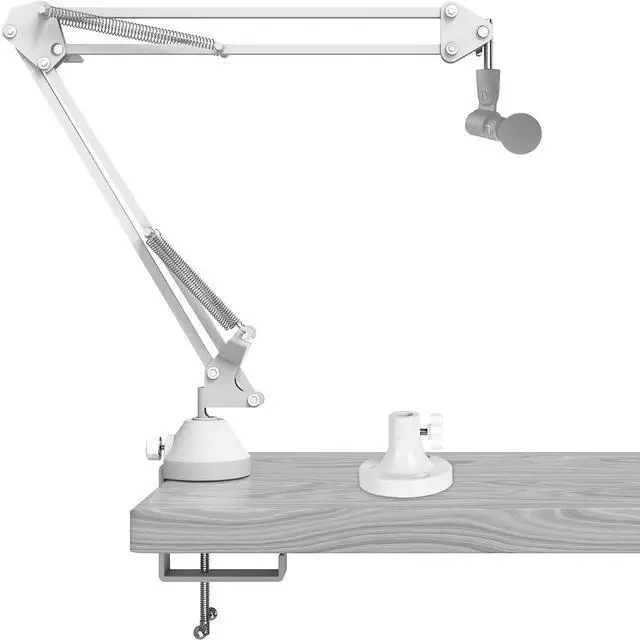 Main image of Geekria for Creators Microphone Arm Compatible with Shure MV88+, SM7B, MV7, MV7X, SM58, SM57 Mic Boom Arm with Tabletop Flange Mount, Suspension Stand, Mic Scissor Arm, Desk Mount Holder (White)