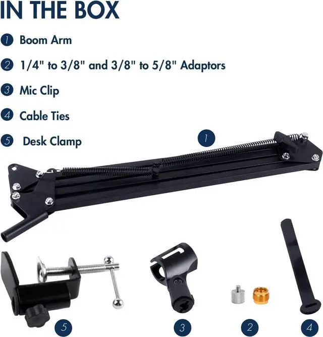 Alt view image 6 of 6 - Boom Arm for hyperx quadcast, Mic Desk Stand Compatible with hyperx quadcast s Microphone, Hyperx quadcast Mic Arm perfect for Podcasts, Gaming, Recording.