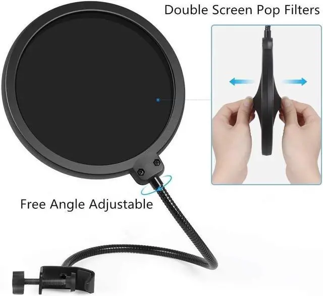 Alt view image 3 of 6 - Compatible with HyperX Quadcast S Mic Boom Arm, Quadcast Microphone Adjustable Stand with Pop Filter,3 Layers Windscreen to Improve Sound Quality By YUZUHOME