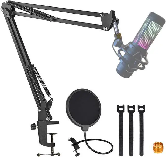 Main image of Compatible with HyperX Quadcast S Mic Boom Arm, Quadcast Microphone Adjustable Stand with Pop Filter,3 Layers Windscreen to Improve Sound Quality By YUZUHOME