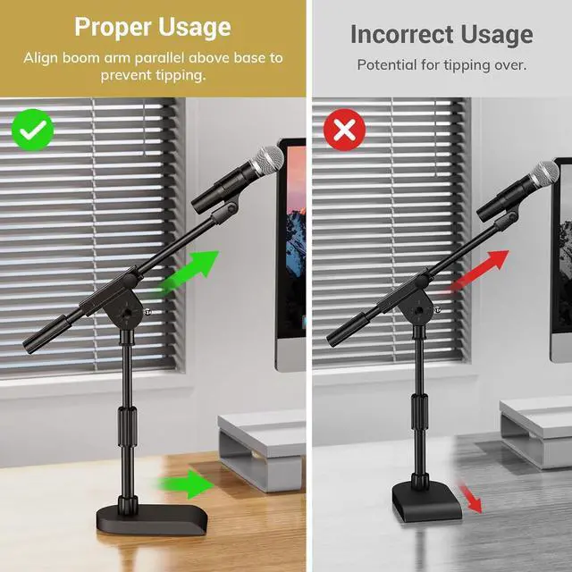 Alt view image 5 of 7 - TONOR Adjustable Desktop Mic Stand for Blue Yeti, Weighted Base with Twist Clutch, Boom Arm with 3/8'' and 5/8'' adapter for Blue Snowball and All Microphones, Suitable for Recording, Podcast, Guitar