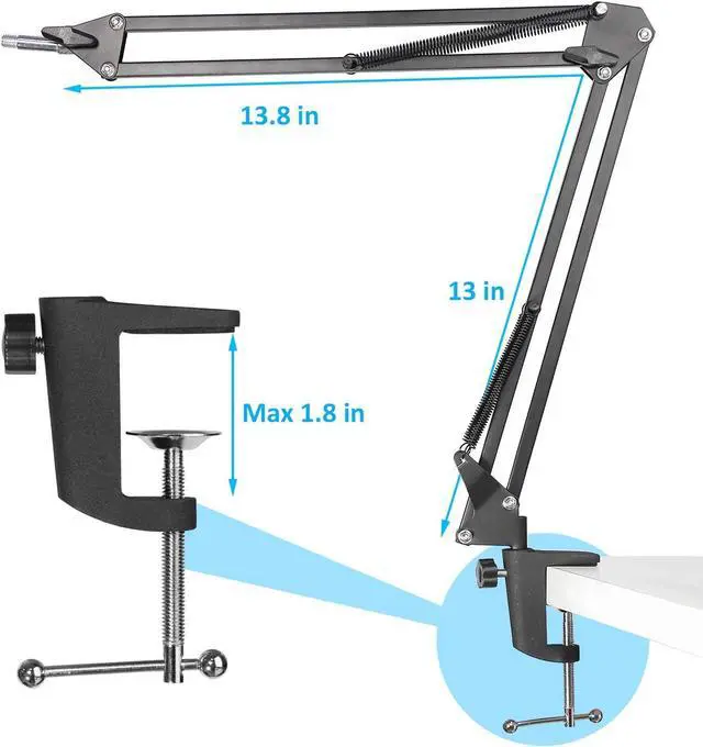 Alt view image 3 of 7 - YOUSHARES Mic Stand with Foam Windscreen - Microphone Boom Arm Stand with Pop Filter compatibale with SM58S SM58-LC Dynamic Vocal Microphone