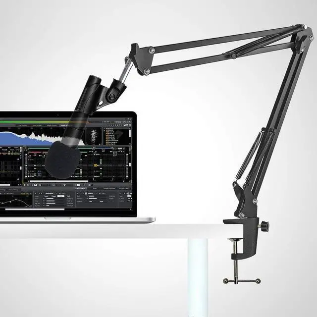 Alt view image 2 of 7 - YOUSHARES Mic Stand with Foam Windscreen - Microphone Boom Arm Stand with Pop Filter compatibale with SM58S SM58-LC Dynamic Vocal Microphone