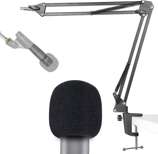 Main image of YOUSHARES Mic Stand with Foam Windscreen - Microphone Boom Arm Stand with Pop Filter compatibale with SM58S SM58-LC Dynamic Vocal Microphone