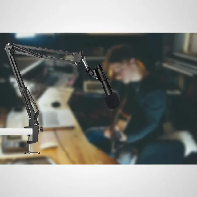 Alt view image 7 of 7 - YOUSHARES Mic Stand with Foam Windscreen - Microphone Boom Arm Stand with Pop Filter compatibale with SM58S SM58-LC Dynamic Vocal Microphone