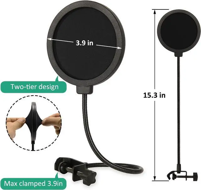 Alt view image 5 of 7 - QuadCast Mic Boom Arm Stand with Pop Filter Windscreen, Adjustable Suspension Boom, Max Load 3.3lb Condenser Microphone HyperX QuadCast, QuadCast S-RGB USB, for Recording Live Streaming