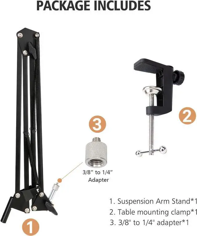 Alt view image 5 of 7 - Wave 3 Microphone Stand, Professional Mic Boom Arm Microphone Stand Compatible with Elgato Wave 3 USB Condenser Microphone by SUNMON