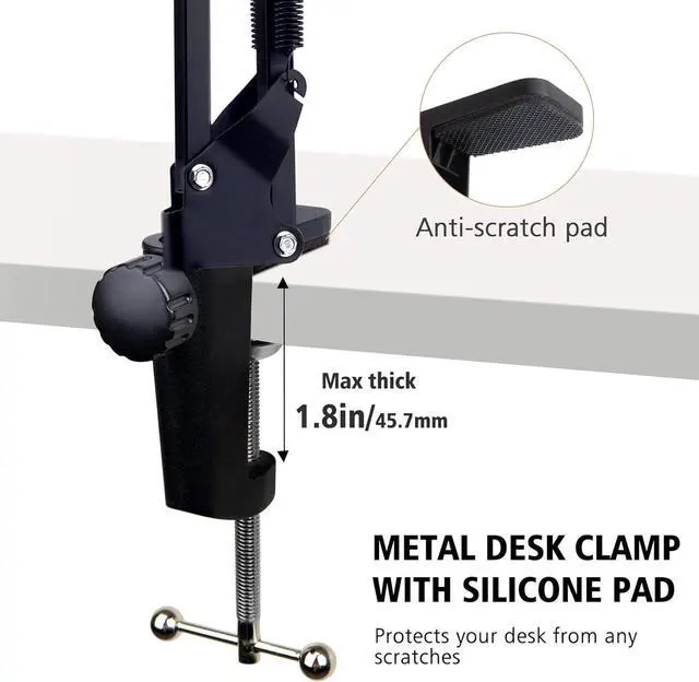 Alt view image 4 of 7 - Wave 3 Microphone Stand, Professional Mic Boom Arm Microphone Stand Compatible with Elgato Wave 3 USB Condenser Microphone by SUNMON