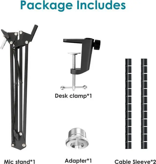 Alt view image 3 of 7 - YOUSHARES Fifine AM8 Boom Arm, Adjustable Fifine AM8 Mic Arm Sturdy Metal Mic Stand with 2 Cable Sleeve, 3/8" to 5/8" Screw Adapter