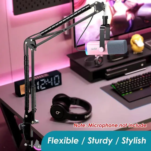 Alt view image 6 of 7 - YOUSHARES Fifine AM8 Boom Arm, Adjustable Fifine AM8 Mic Arm Sturdy Metal Mic Stand with 2 Cable Sleeve, 3/8" to 5/8" Screw Adapter