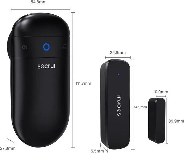 Alt view image 7 of 7 - SECRUI Door Chime, Door Chimes When Door Opens with Adjustable Volumes, Easy Installation, 52 Chimes, 400ft Wireless Range, M508+D7 Door Sensor Chime for Business Store Home, Black