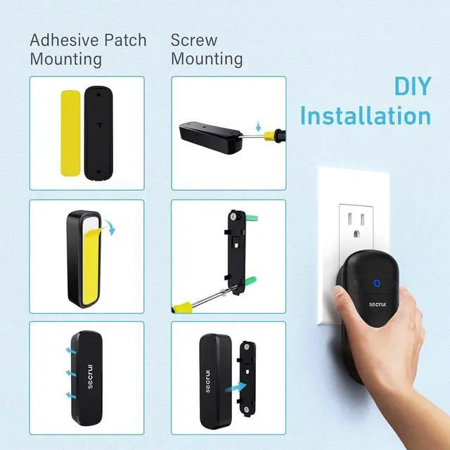 Alt view image 4 of 7 - SECRUI Door Chime, Door Chimes When Door Opens with Adjustable Volumes, Easy Installation, 52 Chimes, 400ft Wireless Range, M508+D7 Door Sensor Chime for Business Store Home, Black