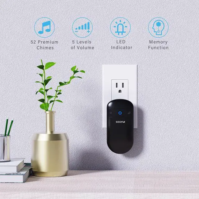 Alt view image 6 of 7 - SECRUI Door Chime, Door Chimes When Door Opens with Adjustable Volumes, Easy Installation, 52 Chimes, 400ft Wireless Range, M508+D7 Door Sensor Chime for Business Store Home, Black