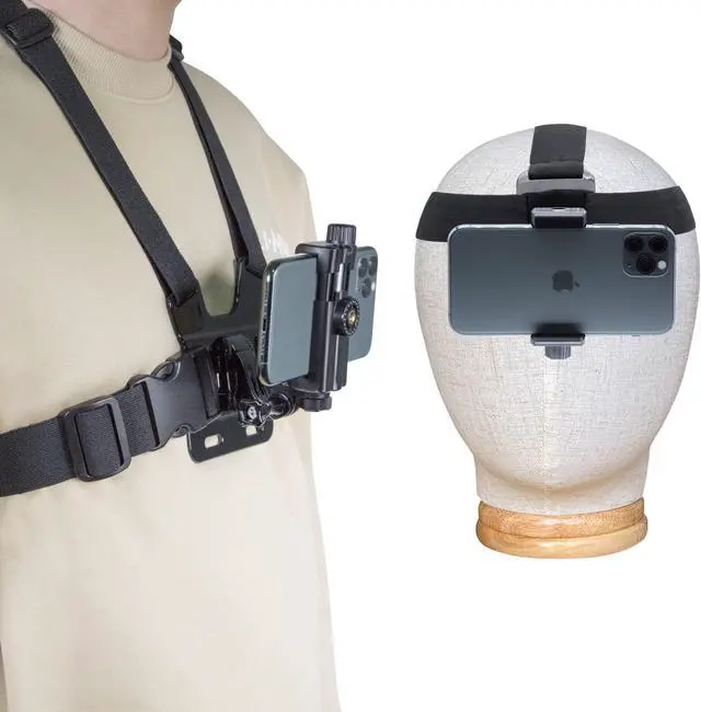 Main image of Haoyou Mobile Phone Chest Strap Harness/Head Strap Holder kit for VLOG/POV Perfect View Angle,Compatible with iPhone,Samsung,Google and GoPro Hero 11/10/9/8/7 AKASO,DJI Osmo Action Camera