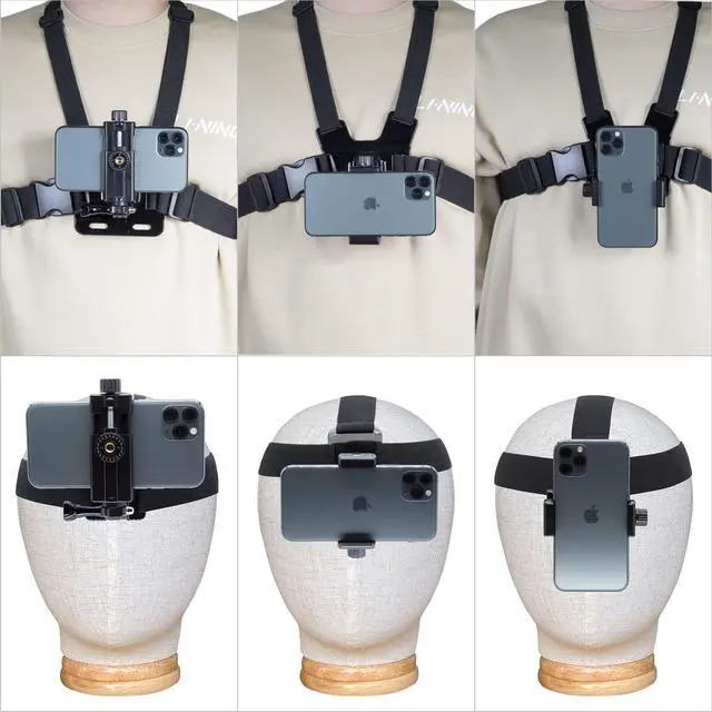 Alt view image 5 of 6 - Haoyou Mobile Phone Chest Strap Harness/Head Strap Holder kit for VLOG/POV Perfect View Angle,Compatible with iPhone,Samsung,Google and GoPro Hero 11/10/9/8/7 AKASO,DJI Osmo Action Camera