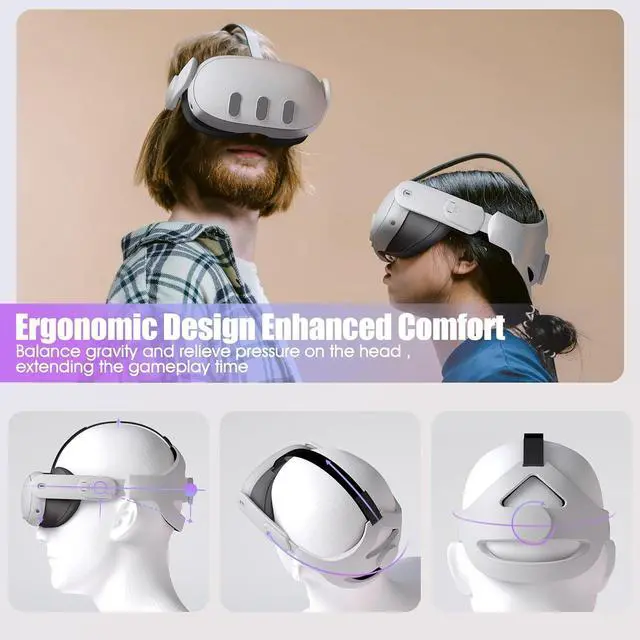 Alt view image 4 of 6 - Orzero Head Strap Compatible for Quest 3, Quest 2 Accessories with Head Cushion, Replacement for Elite Strap Comfortable Protective Reduce Pressure - White