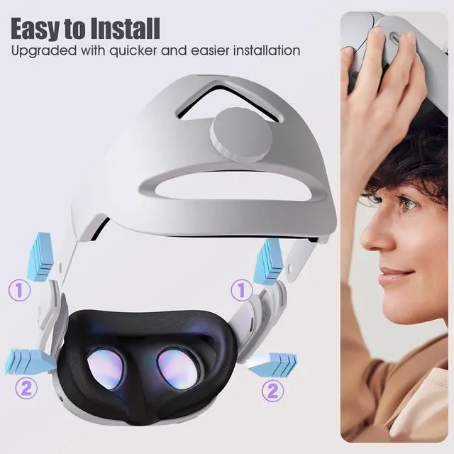 Alt view image 2 of 6 - Orzero Head Strap Compatible for Quest 3, Quest 2 Accessories with Head Cushion, Replacement for Elite Strap Comfortable Protective Reduce Pressure - White