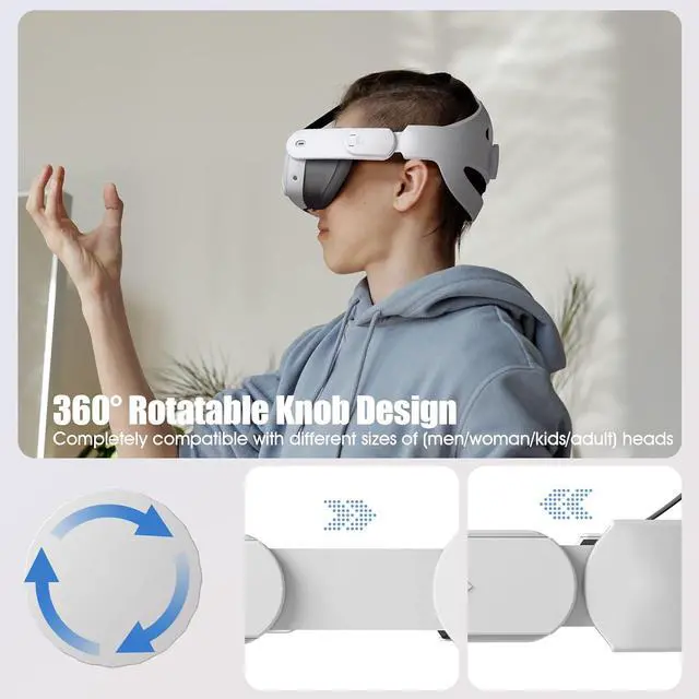 Alt view image 3 of 6 - Orzero Head Strap Compatible for Quest 3, Quest 2 Accessories with Head Cushion, Replacement for Elite Strap Comfortable Protective Reduce Pressure - White