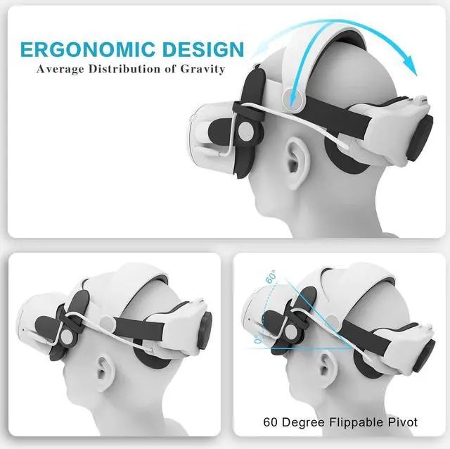 Alt view image 3 of 7 - NEWENMO Upgraded Elite Strap with Battery, 5300mAh Battery Pack, Head Strap in VR for Enhanced Support Comfort, Accessories for Reduce Head Pressure in VR