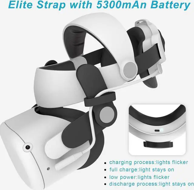 Alt view image 4 of 7 - NEWENMO Upgraded Elite Strap with Battery, 5300mAh Battery Pack, Head Strap in VR for Enhanced Support Comfort, Accessories for Reduce Head Pressure in VR