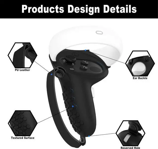 Alt view image 3 of 7 - Head Strap Compatible with Oculus Quest 2 Replacement for Elite Strap, Accessories Set with Face Cover+Touch Controller Grips Cover+VR Lens Protector+Thumb Button Cap