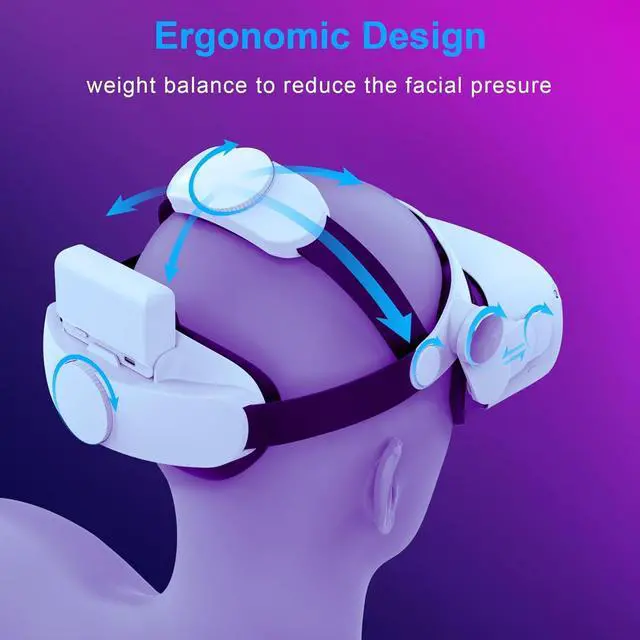 Alt view image 6 of 6 - Head Strap with Battery Pack for Oculus Quest 2 Accessories, Rechargeable 7000mah VR Power Supply for Oculus/Meta Quest 2/Elite Strap, Faster Charging and Comfort Support Lightweight Design
