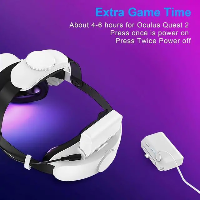Alt view image 4 of 6 - Head Strap with Battery Pack for Oculus Quest 2 Accessories, Rechargeable 7000mah VR Power Supply for Oculus/Meta Quest 2/Elite Strap, Faster Charging and Comfort Support Lightweight Design