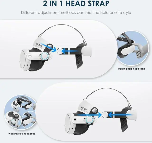Alt view image 6 of 6 - KKCOBVR Q3 Halo Strap Compatible with Meta Quest 3 Enhanced Comfort, Replacement Elite Head Strap for Oculus 3 by Adjusting The Side Knobs