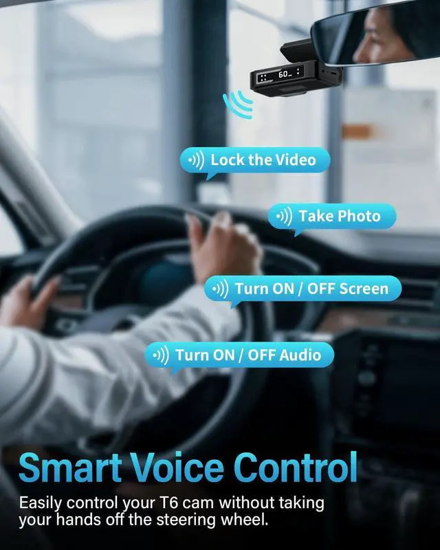 Alt view image 6 of 7 - FOCUWAY 4K Dash Cam Front and Rear, Built-in 5GHz WiFi GPS Speed, Voice Control, Free 64GB SD Card, Dual Dash Camera for Car, Superb Night Vision, Super-Capacitor, 24Hrs Parking Monitor, WDR, Type C