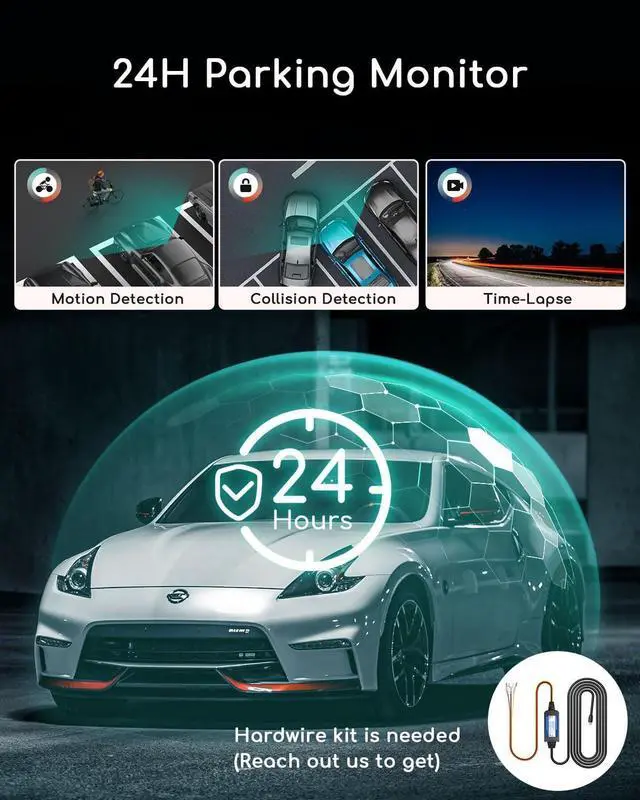 Alt view image 4 of 7 - Dash Cam Front and Rear Camera - COOAU 2.5K Car Camera Built in GPS & WiFi APP - 3" IPS Screen Dashcam with Free 64GB SD Card WDR G-Sensor | 24H Parking Mode Night Vision | Loop Recording