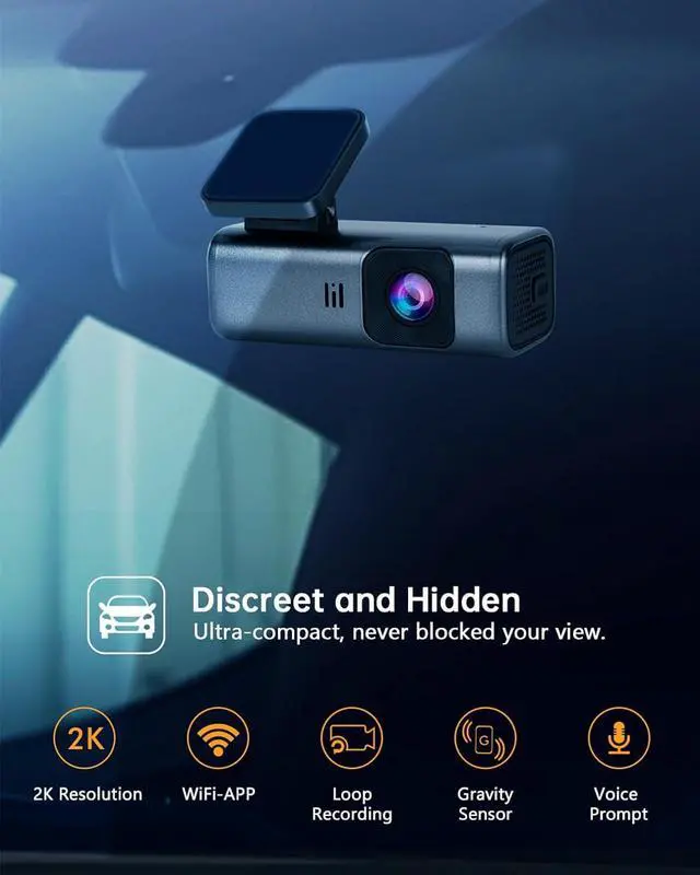 Alt view image 5 of 7 - Dash Cam 2K WiFi 1440P Car Camera, Dash Camera for Cars, Front Dashcam for Cars with Super Night Vision, WDR, Loop Recording, G-Sensor, 24 Hours Parking Monitor, APP, Support 128GB Max