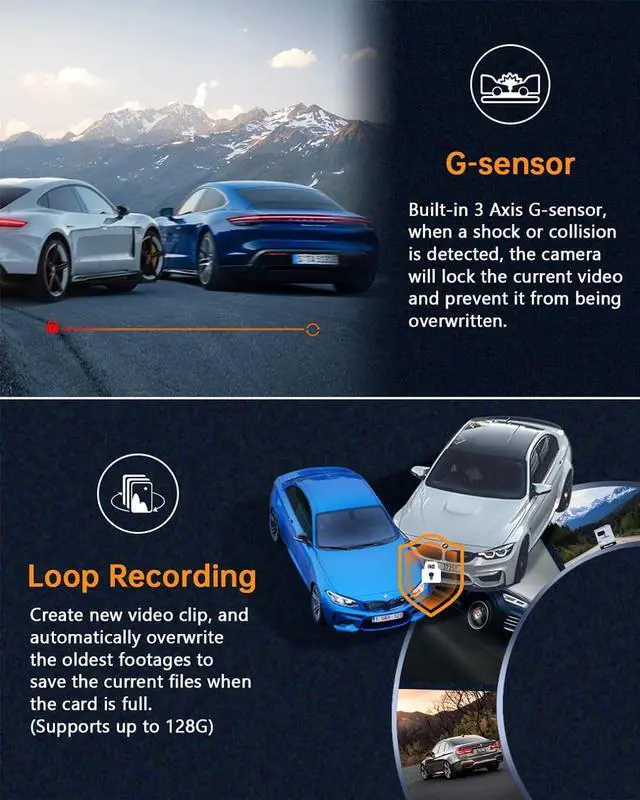Alt view image 7 of 7 - Dash Cam 2K WiFi 1440P Car Camera, Dash Camera for Cars, Front Dashcam for Cars with Super Night Vision, WDR, Loop Recording, G-Sensor, 24 Hours Parking Monitor, APP, Support 128GB Max