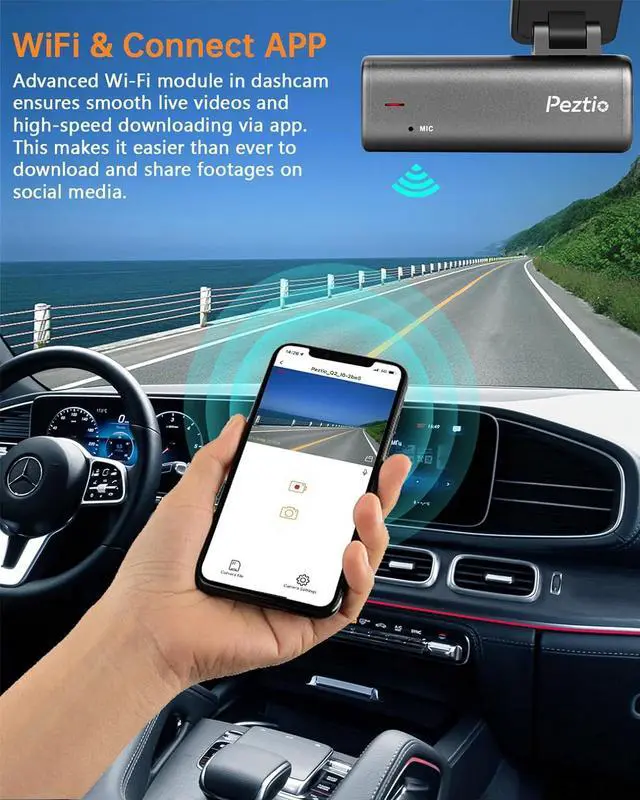 Alt view image 2 of 7 - Dash Cam 2K WiFi 1440P Car Camera, Dash Camera for Cars, Front Dashcam for Cars with Super Night Vision, WDR, Loop Recording, G-Sensor, 24 Hours Parking Monitor, APP, Support 128GB Max