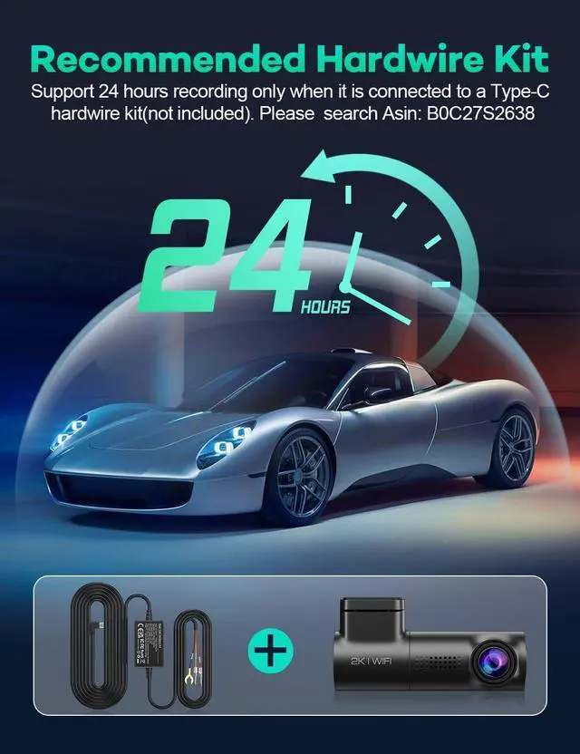 Alt view image 3 of 6 - Sarmert Front Dash Cam 2K 64G SD Card Built-in WiFi,Dash Camera for Cars with 0.96" LCD Display,Car Camera with Night Vision Loop Recording G-Sensor 24 Hours Parking Monitor APP 150°Wide Angle