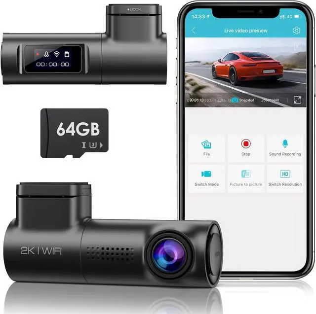 Main image of Sarmert Front Dash Cam 2K 64G SD Card Built-in WiFi,Dash Camera for Cars with 0.96" LCD Display,Car Camera with Night Vision Loop Recording G-Sensor 24 Hours Parking Monitor APP 150°Wide Angle