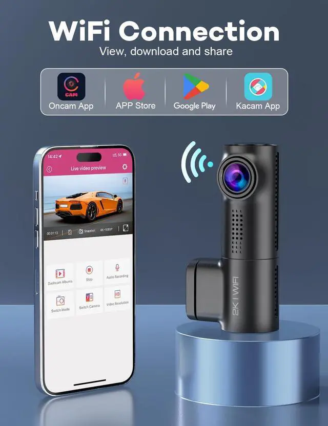Alt view image 6 of 6 - Sarmert Front Dash Cam 2K 64G SD Card Built-in WiFi,Dash Camera for Cars with 0.96" LCD Display,Car Camera with Night Vision Loop Recording G-Sensor 24 Hours Parking Monitor APP 150°Wide Angle