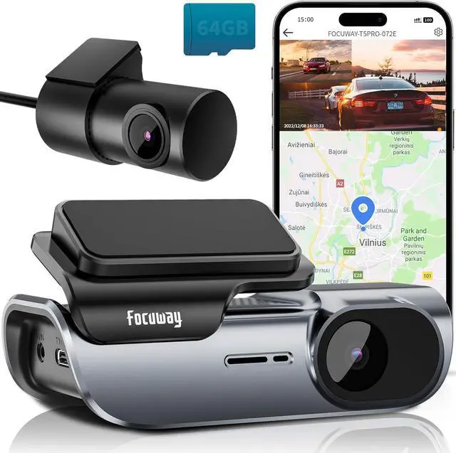 Main image of Dash Cam Front and Rear 4k Built-in GPS 5GHz WiFi, Free 64gb TF Card, Voice Control, Dash Cam for Car with Super Night Vision, WDR, Loop Recording, Supercapacitor, 160° Wide Angle, 24h Parking Monitor